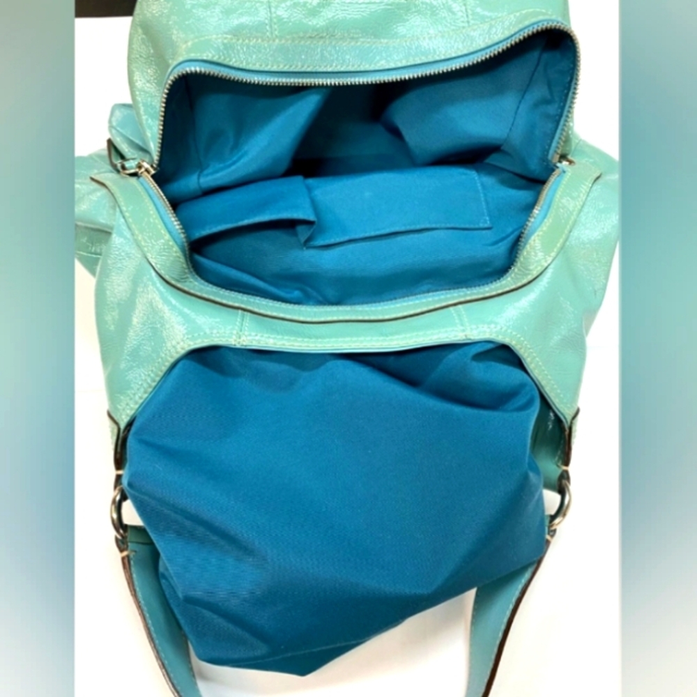 COACH 🐎 BOHO Blue Green Shimmer Patent Leather! - Picture 5 of 10